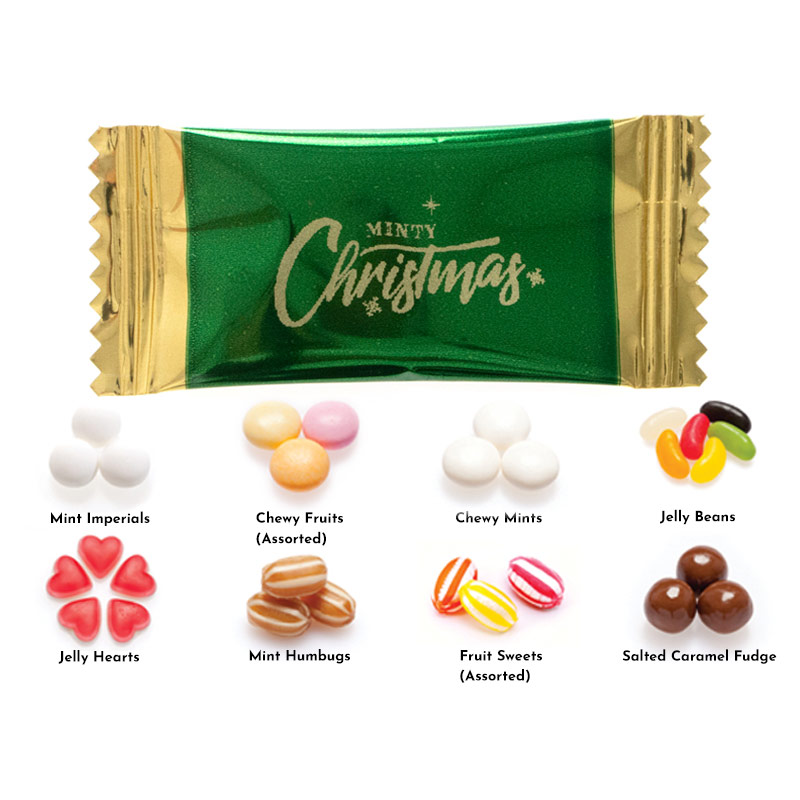 Christmas Flow Wrapped Mints & Sweets (Unbranded)